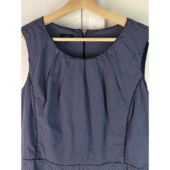 Talbots Petite Woman 18WP Blue White Polka Dot Pleated A-Line Dress - Picture 2 of 5